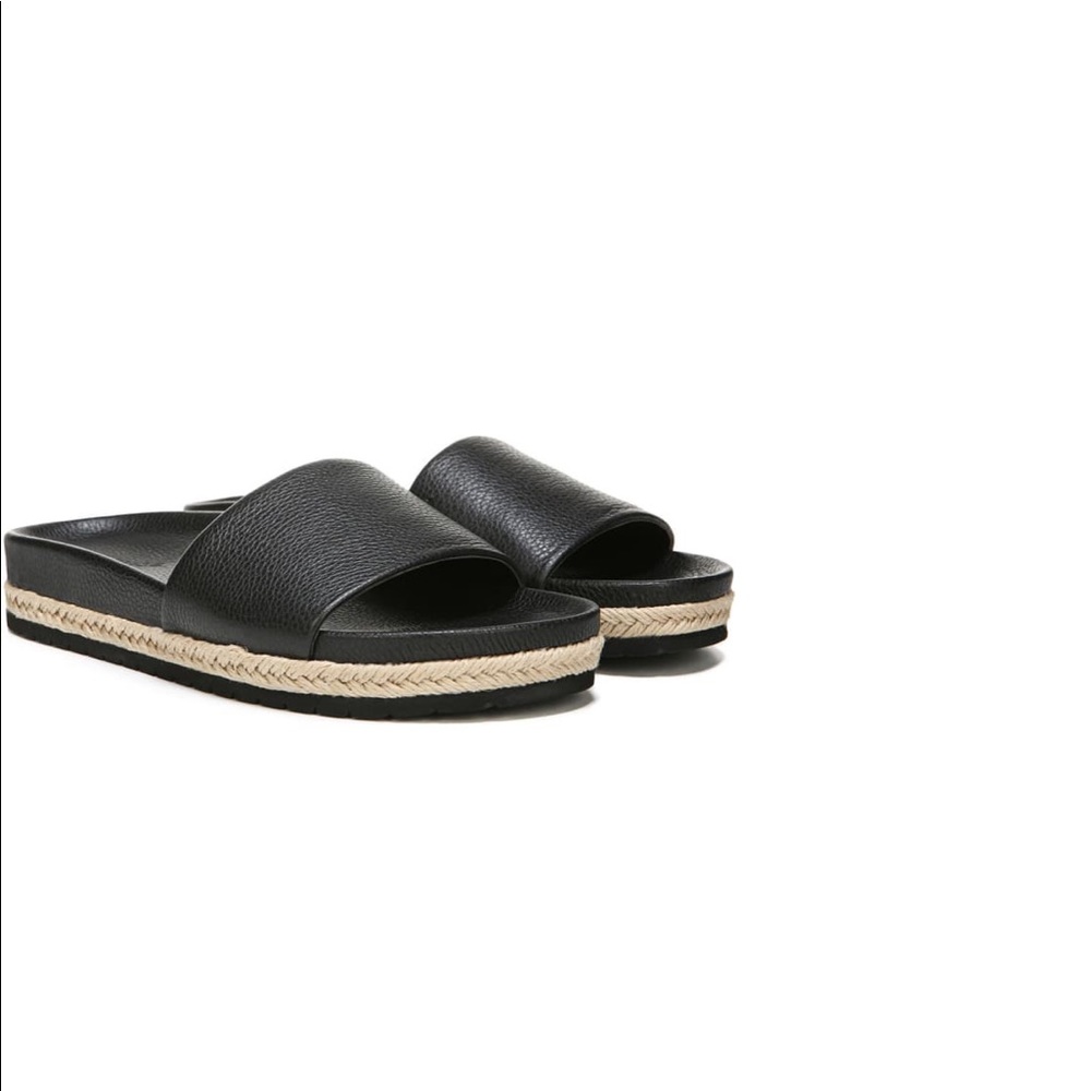 VINCE Aurelia Black Leather Slides